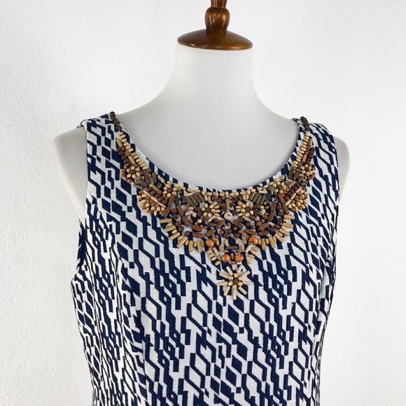 Anthro Moulinette Soeurs Blue Navy Bead Neck Dress - Picture 2 of 8